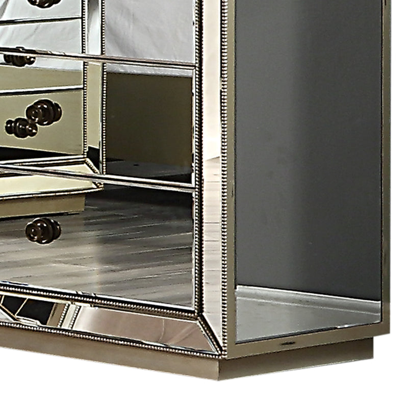 Germany Mirrored Work 6 Drawers Dresser MDF Silver Colour