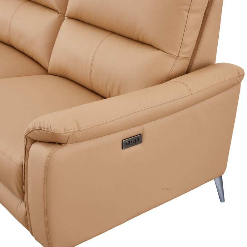 William Top Grain Leather Electric Recliner Chaise Sofa with Storage