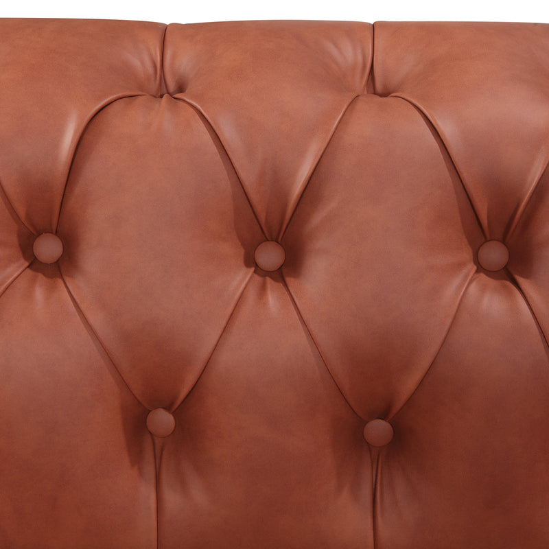 Madeline Chesterfield Style 3S+2S Leatherette Brown Colour Sofa
