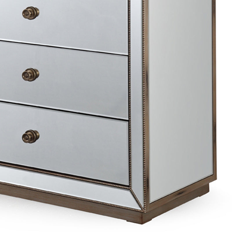 Germany MDF Silver Colour 5 Drawers Mirrored Work Tallboy