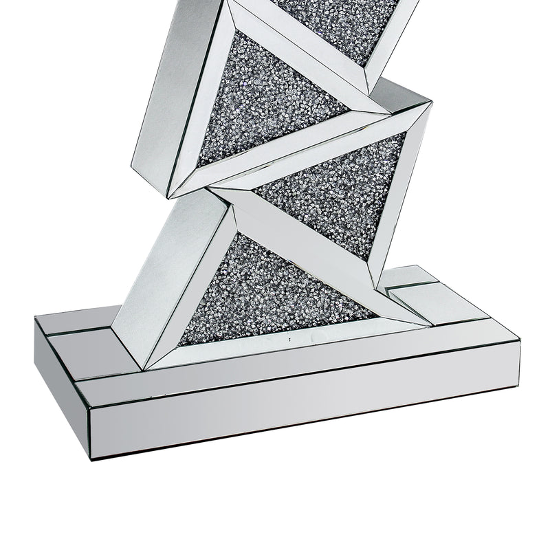 Bianca Hall Table MDF Silver Mirror Crush Crystal Zigzag Design