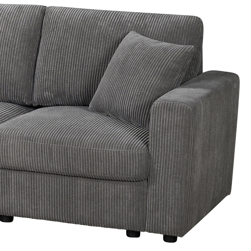 Iris 5-Piece Modular Corduroy Sofa with Storage Chaise