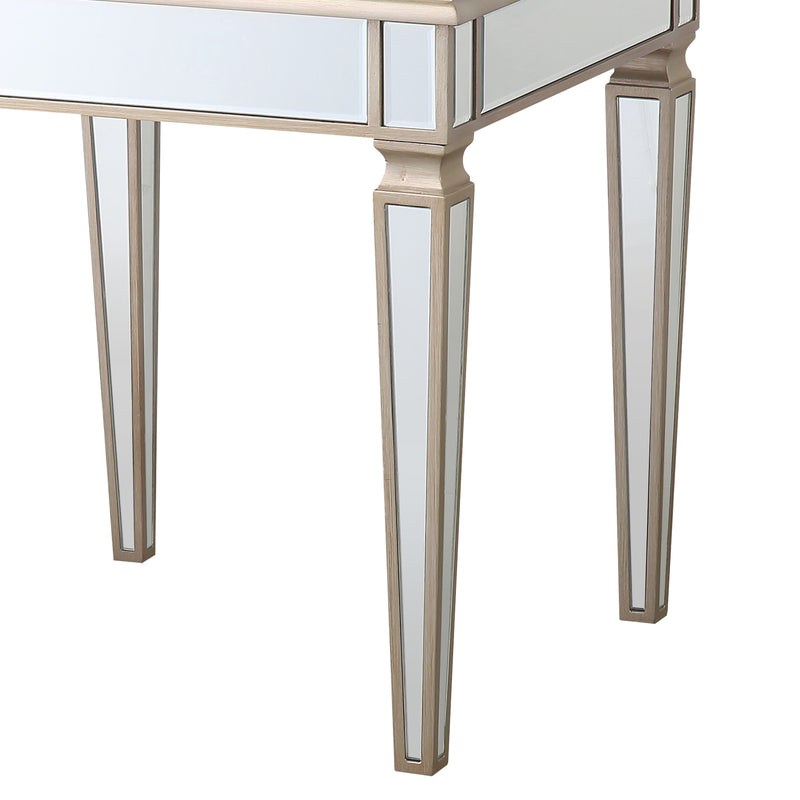 Antique Gold Mirrored Lamp Table MDF Construction with Wooden Legs