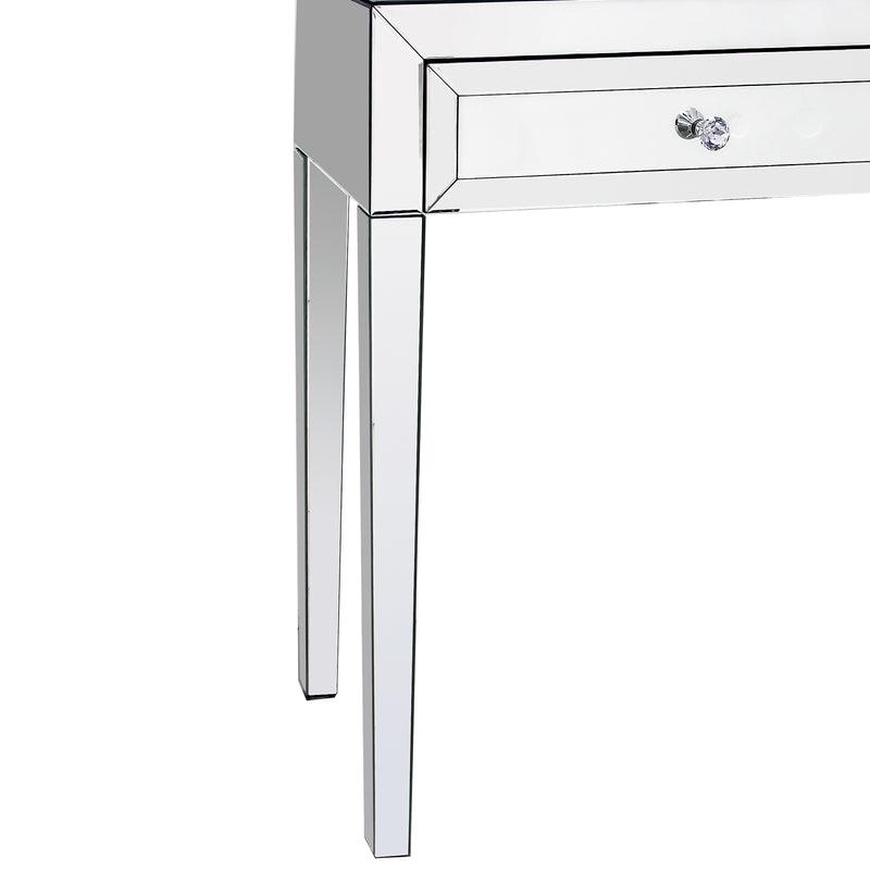 Camelia Hall Table MDF Silver Mirror Two Drawers Sparkling Handle