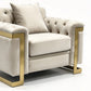 Juliette 3+1+1 Seater Velvet Sofa with Gold Trim – Beige