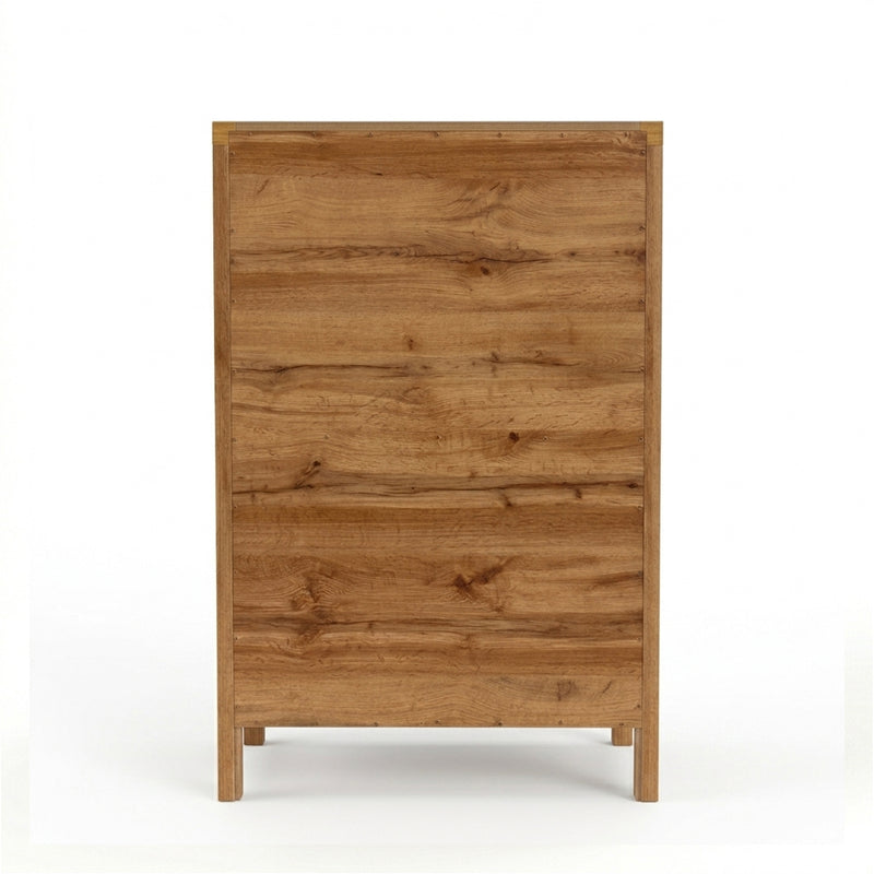 Toffee Timber Look Tallboy with 5 Drawers