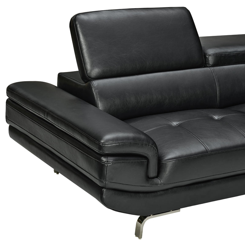 Vienna 5-Seater Black/Grey Leatherette Corner Sofa with Chaise
