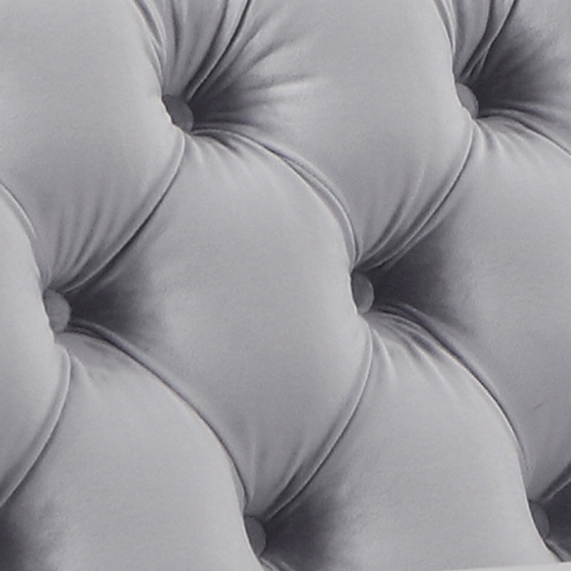 Jacques 1 Seater Sofa Button Tufted Velvet Fabric with Metal Legs in Black/Grey