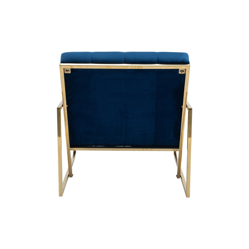 Comfy Velvet Carman Accent Chair with Metal Base – Deep Quilted Backrest