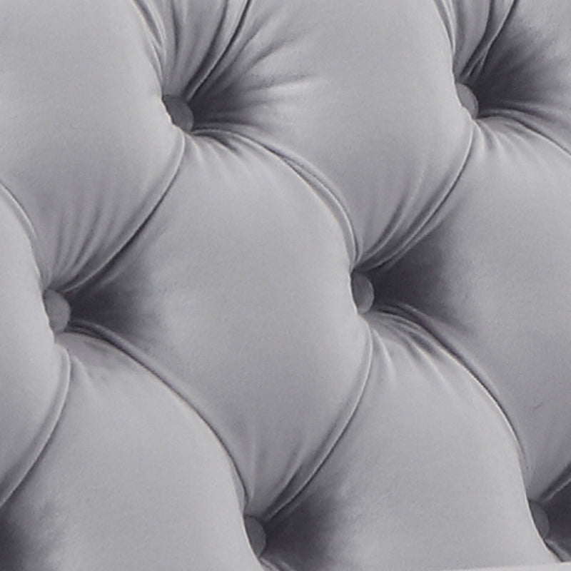 Jacques 2 Seater Sofa Button Tufted Velvet Fabric with Metal Legs in Black/Grey