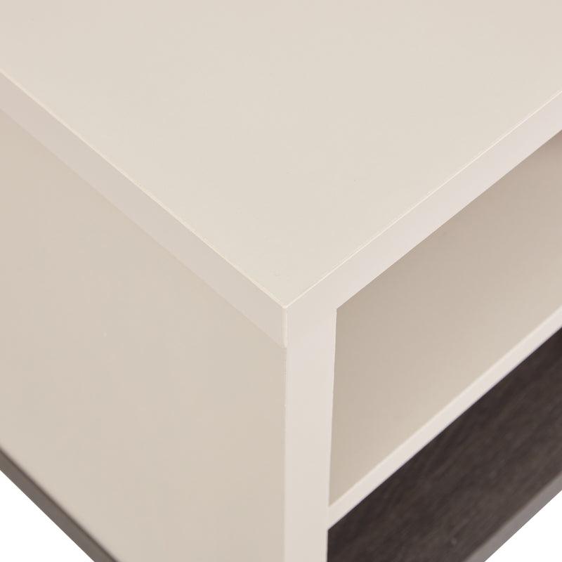 Maxwell Lamp Table MDF Particle Board with Melamine Finishing Open Cabinet Metal Legs