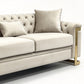 Juliette 3+1+1 Seater Velvet Sofa with Gold Trim – Beige