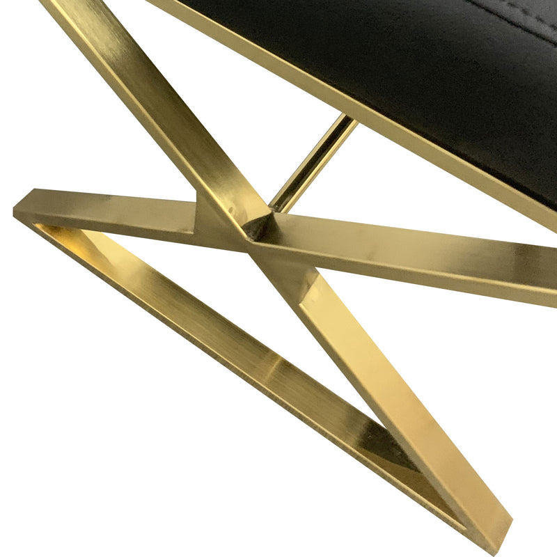 Daisy 2X Dining Chair Stainless Gold Frame & Seat Black PU Leather