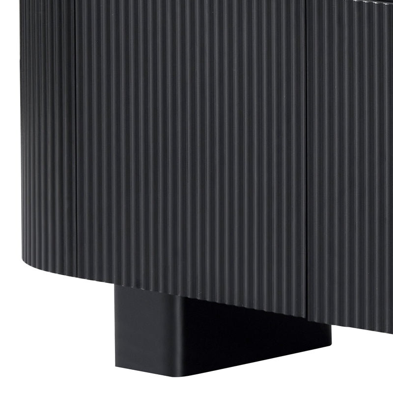 Nova TV Cabinet with Walnut Veneer Top & Black Fluted Finish
