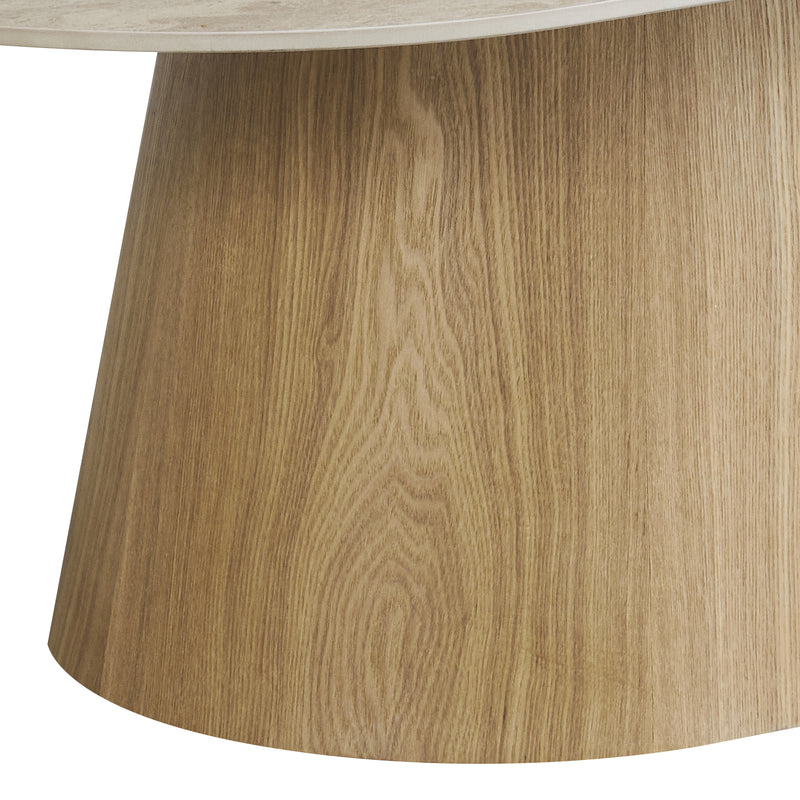 Astoria Coffee Table with Sintered Stone Top & Oak Veneer Pedestal Base