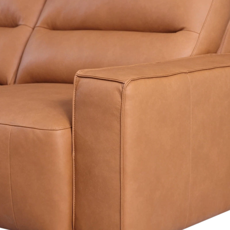 Albany 3 Seater Tan Genuine Leather Sofa Bed with Chaise