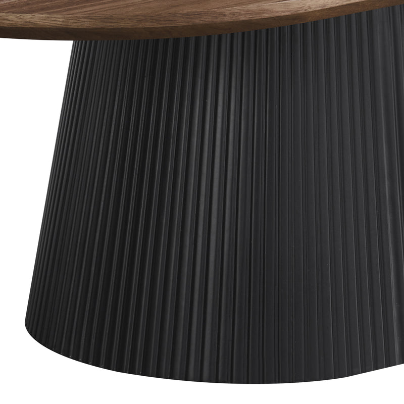 Nova Coffee Table with Walnut Veneer Top & Black Fluted Pedestal Base