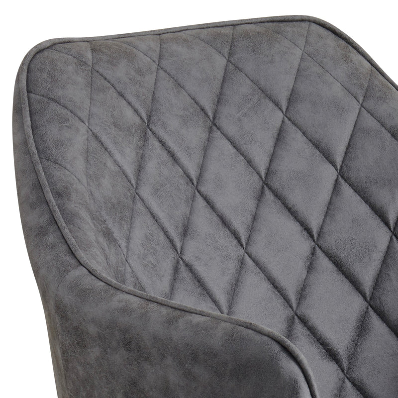 Cove 2x Dining Chairs – Grey Fabric, Grid Pattern, Powder-Coated Frame