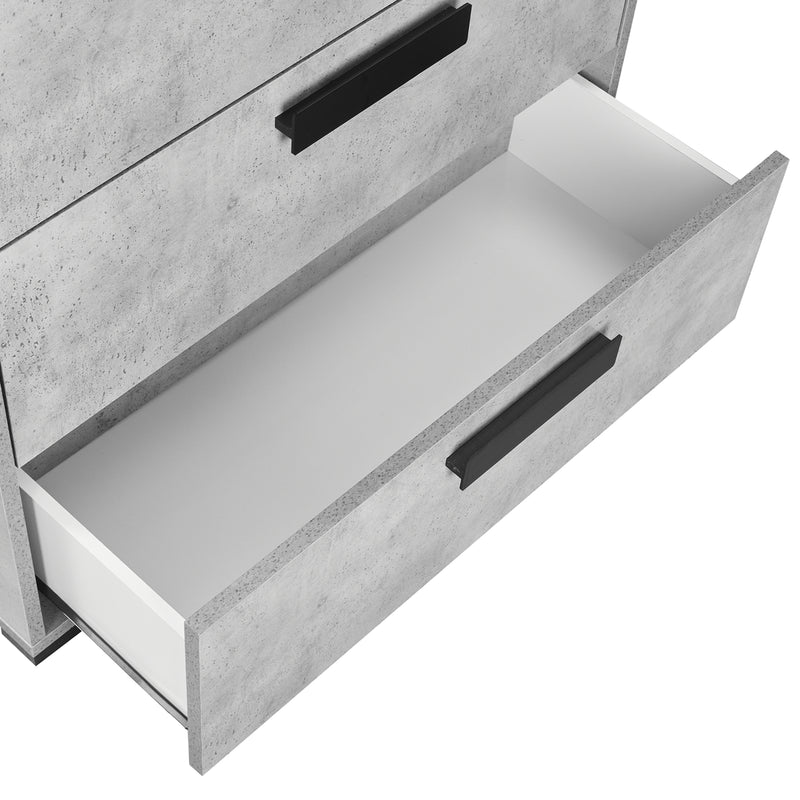 Copper Tallboy MDF Particle Board Five Drawers Metal Handles Plastic Legs