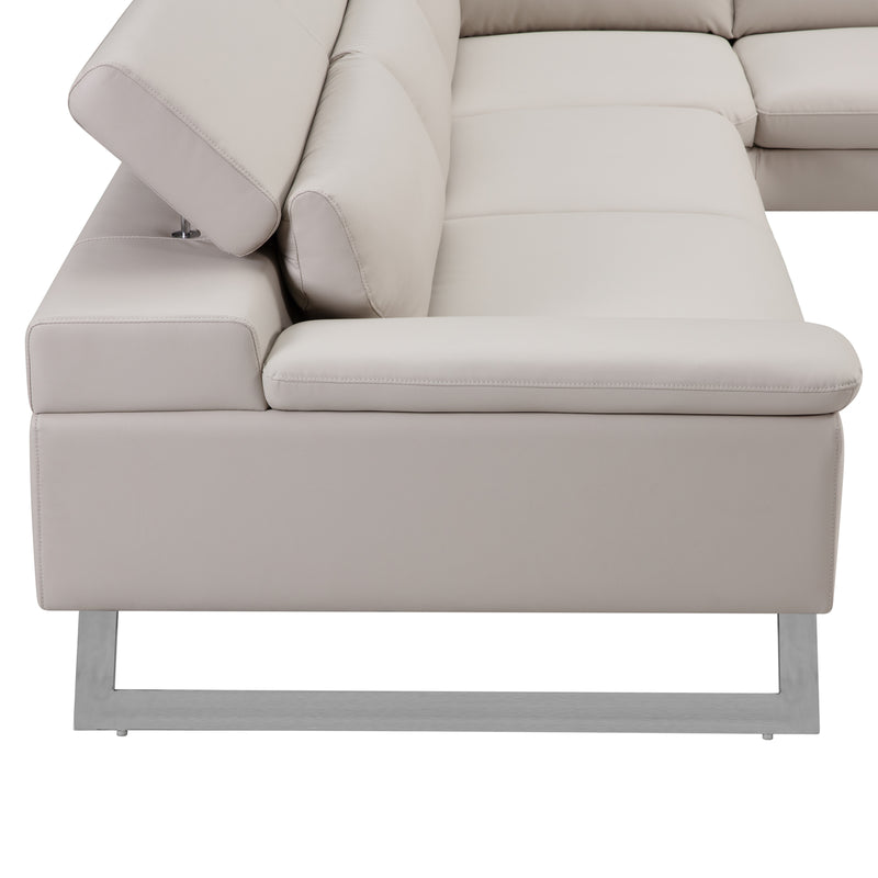 Serena White Colour Adjustable Headrest Chaise Corner Sofa