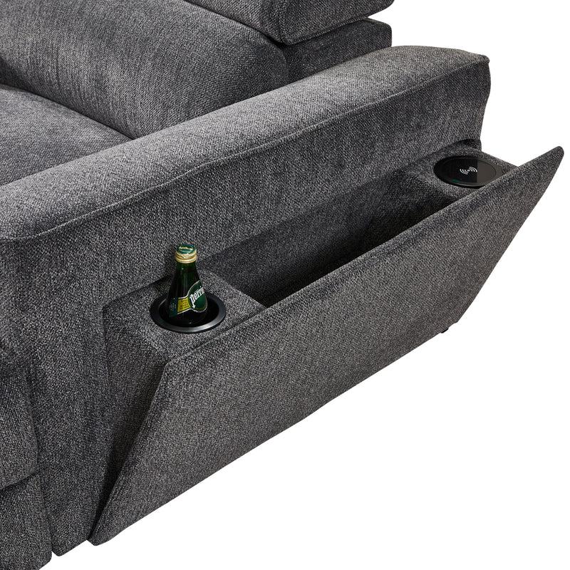Sorrento Corner Sofa Fabric Electric Recliner Headrest Charging Point