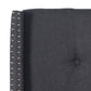 Milano Queen Bed Headboard – Charcoal Linen with Wingback Design