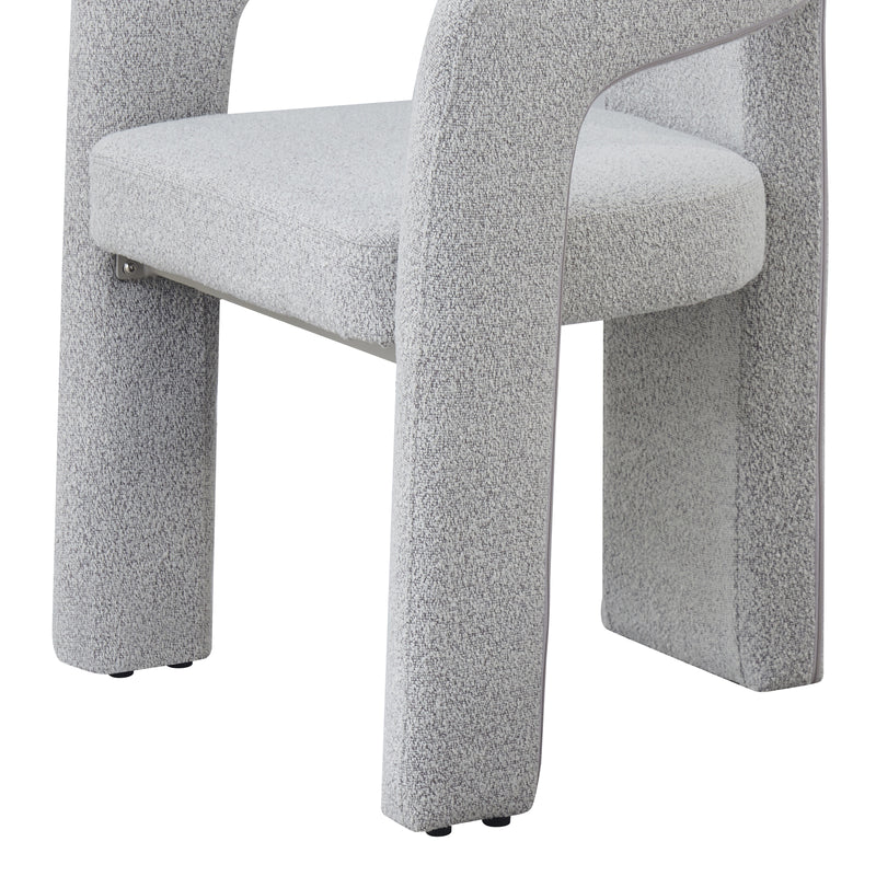 Zara Linen Dining Chair with Sculptural Curved Design in Grey
