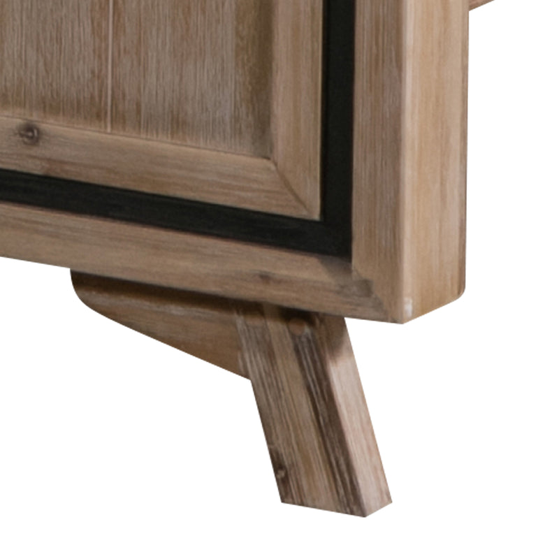 Seashore Silver Brush Colour Bed Frame with Black Border In Solid Acacia Timber in Multiple Sizes
