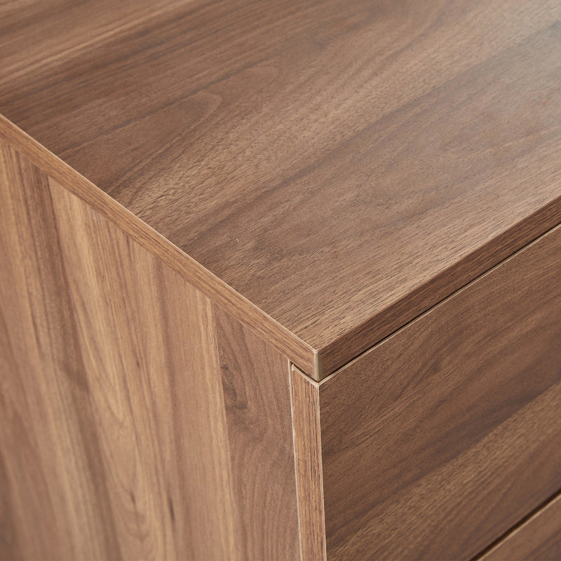 Modern Walnut Nightstand with Drawer & Slim Metal Handles – Wooden Finish