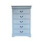 Spencer Solid Wooden Grey Colour Tallboy with 5 Drawers Metal Handles