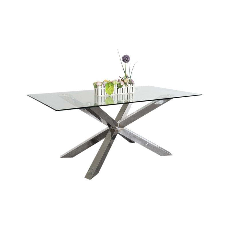 Jason Crisscross Shaped High Gloss Stainless Steel Finish Dining Table