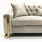 Juliette 3+1+1 Seater Velvet Sofa with Gold Trim – Beige