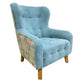 Dhalia Blue Tufted Armchair with Solid Wood Leg