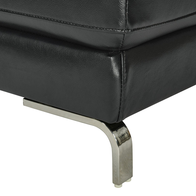 Vienna 5-Seater Black/Grey Leatherette Corner Sofa with Chaise