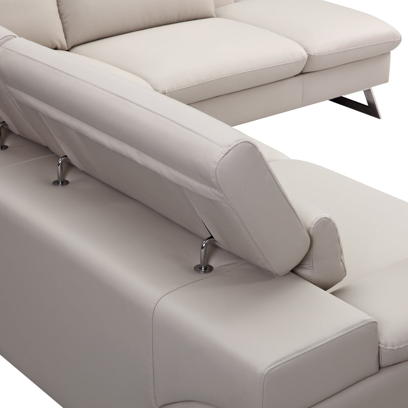 Serena White Colour Adjustable Headrest Chaise Corner Sofa