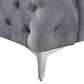 Jacques 3+2+1 Seater Sofa Button Tufted Velvet Fabric with Metal Legs in Black/Grey