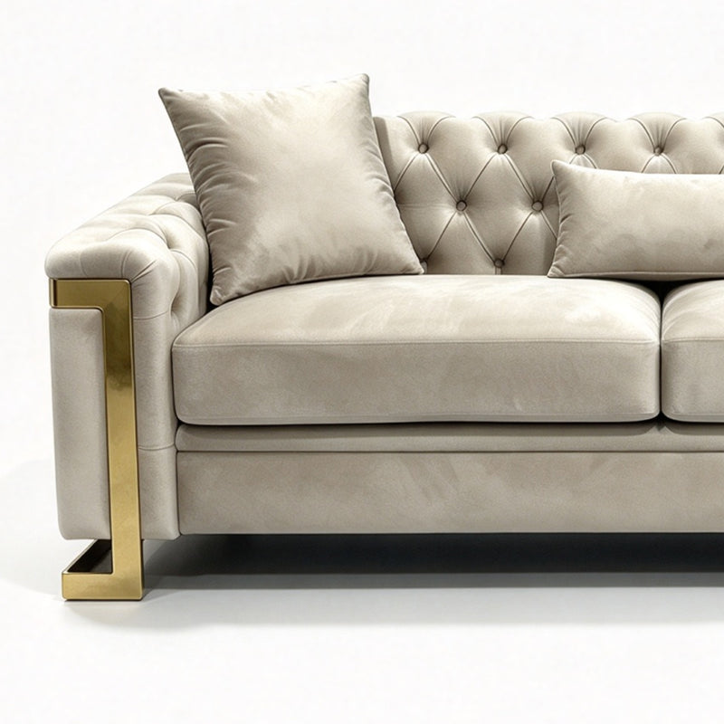 Juliette 2 Seater Velvet Sofa with Gold Trim – Beige