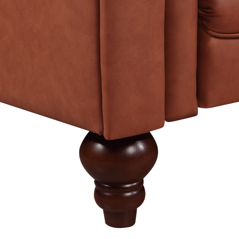 Madeline Chesterfield Style 3S+2S Leatherette Brown Colour Sofa