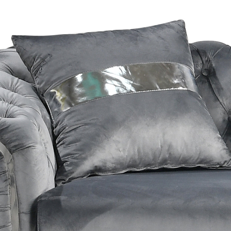 Duke 3+2 Seater Sofa Velvet Solid Wood Plywood Gold/Silver Stainless Steel