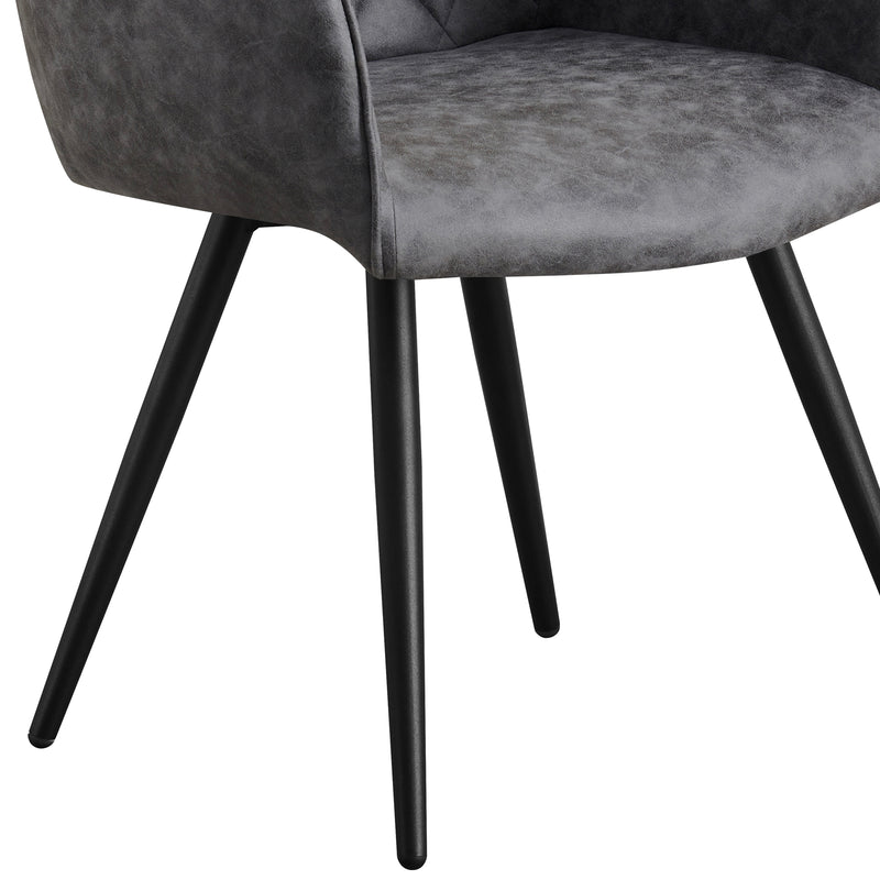 Cove 2x Dining Chairs – Grey Fabric, Grid Pattern, Powder-Coated Frame