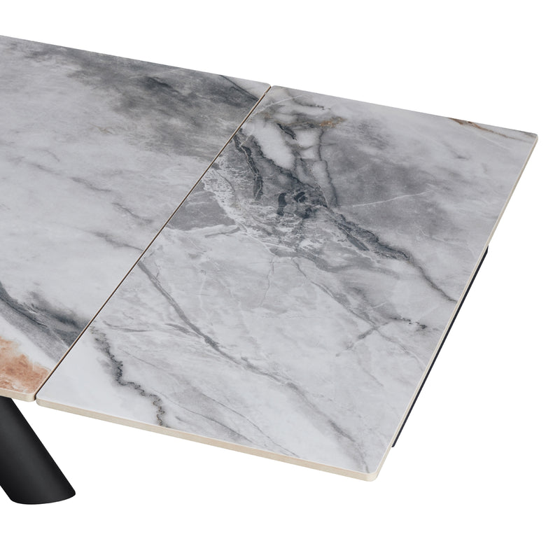 Lena Sintered Stone Top Sturdy Feet Powder Coating Dining Table