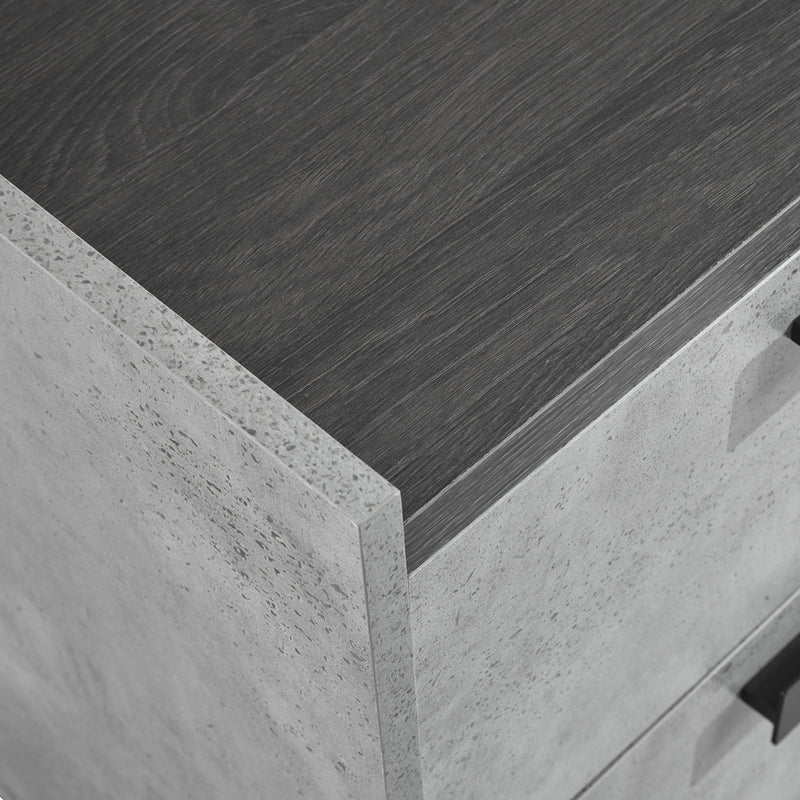 Copper Bedside Table MDF Particle Board Two Drawers Metal Handles Plastic Legs