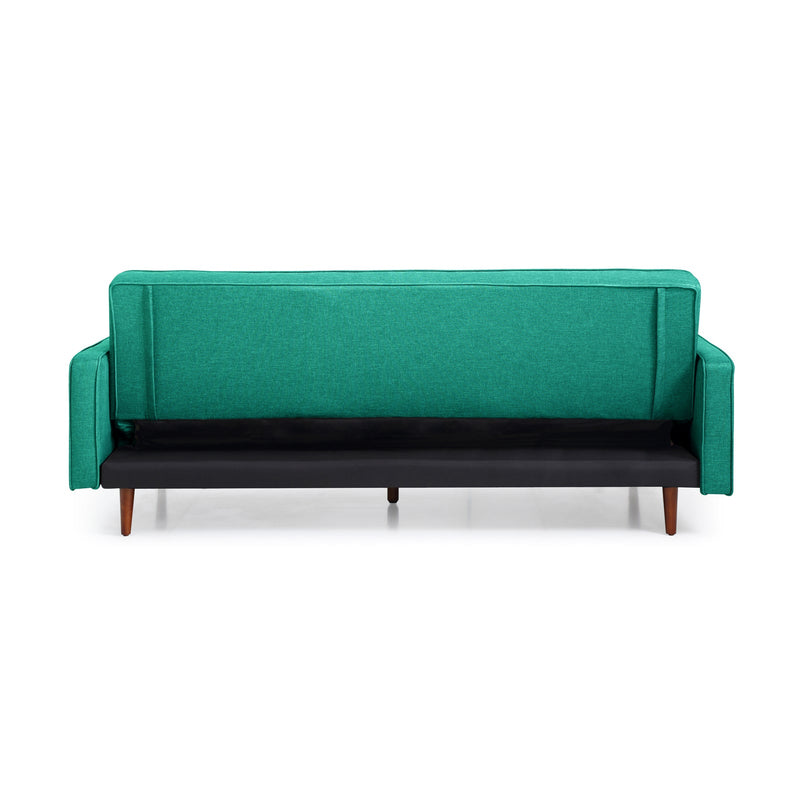 Marcella Velvet Fabric Modern 3 Seater Sofa Bed in Green & Black Colour