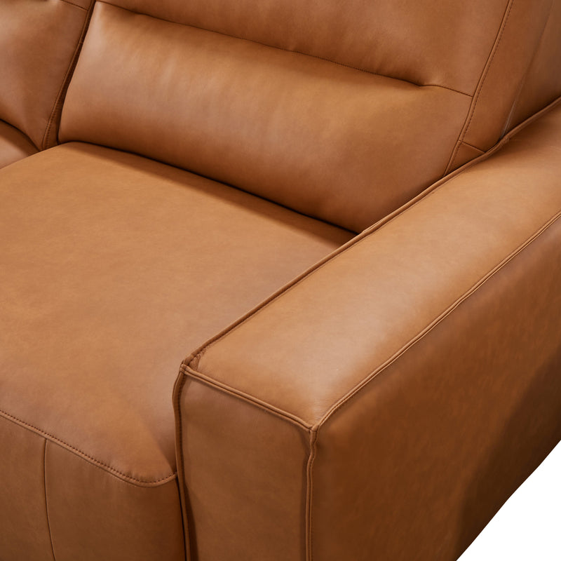 Albany 3 Seater Tan Genuine Leather Sofa Bed with Chaise