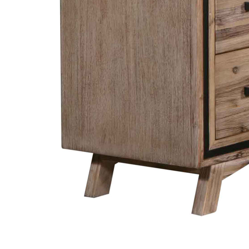 Seashore 5 Drawers Tallboy in Solid Acacia Timber with Silver Brush Colour