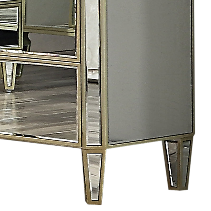 Antique Gold Colour 4pcs Dresser Bedroom Suite Velvet Upholstery Tufted Headboard Deep Quilting