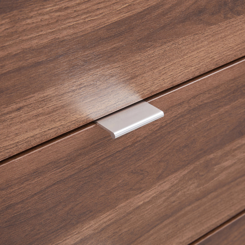 Modern Walnut Nightstand with Drawer & Slim Metal Handles – Wooden Finish