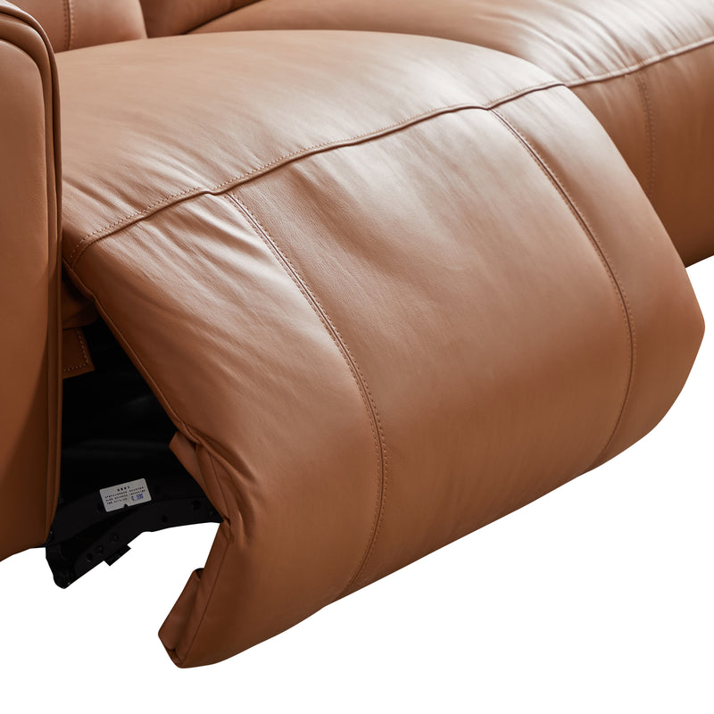 London 5 Seater Corner Sofa Chaise Premium Genuine Leather Power Slide Left/Right Chaise Cup-Holder Charging Point