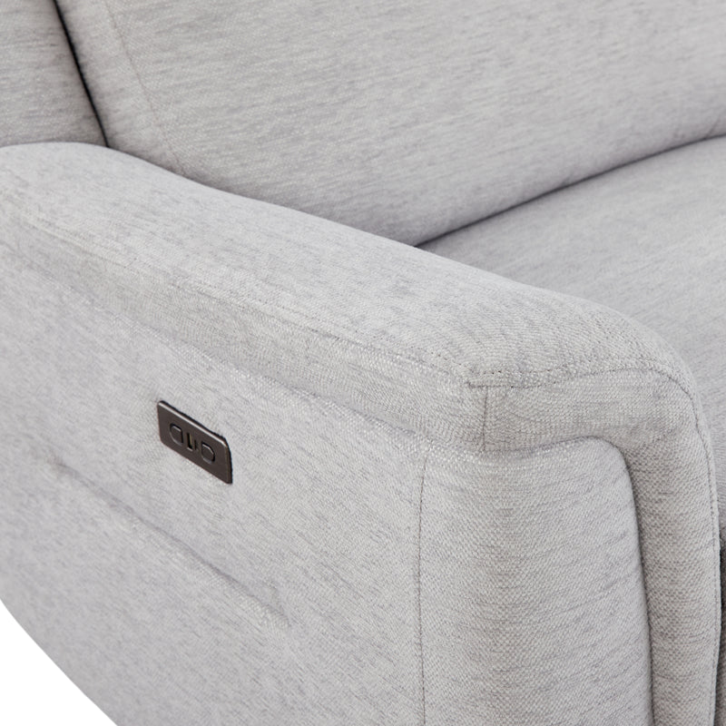 Loui Grey Fabric Electric Recliner Chaise Sofa with Storage