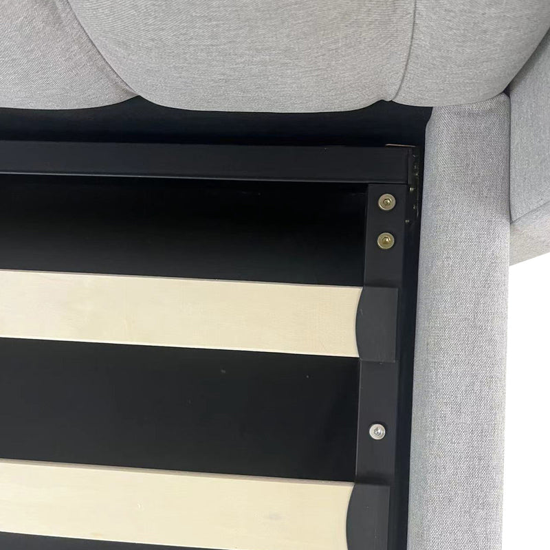 Veronica Winged Grey Linen Fabric Gas Lift Multiple Sizes Bed Frame